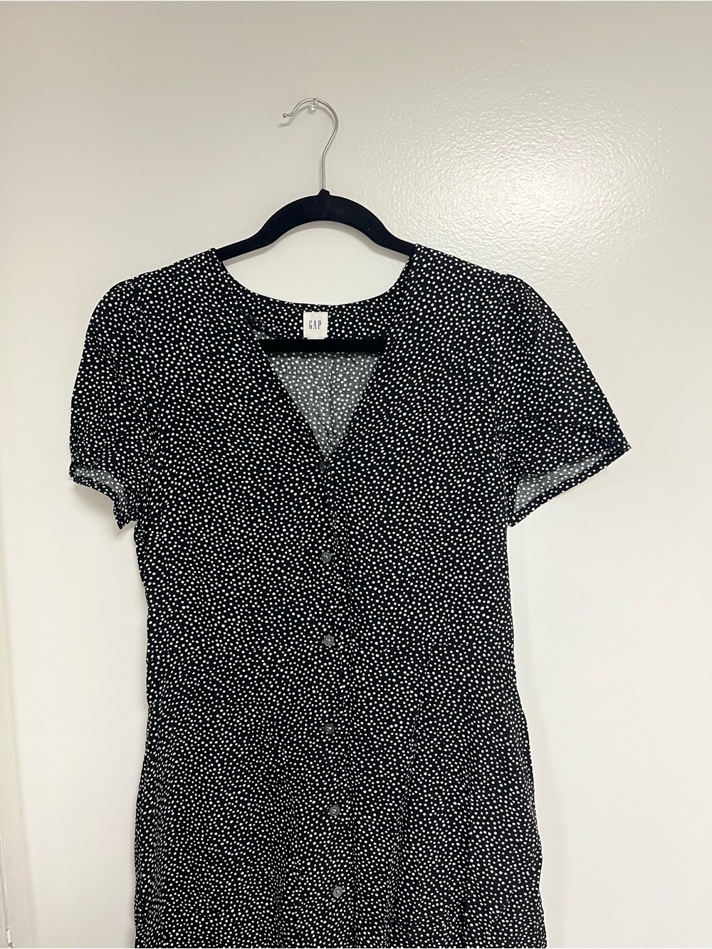 GAP Black and White Dot Button-Front Midi dress